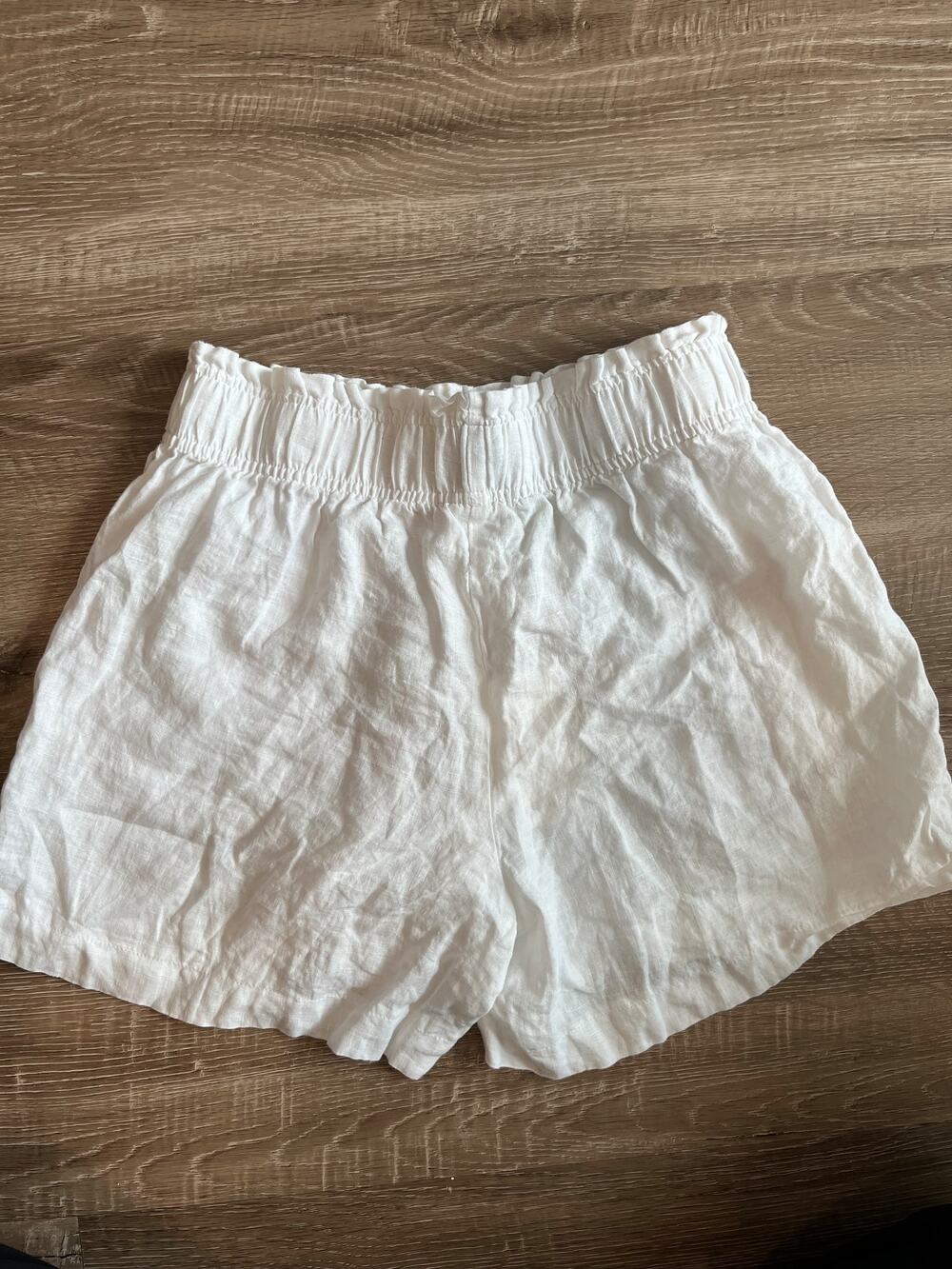 Quince Women’s Small White Linen Shorts Elastic Waist NWT